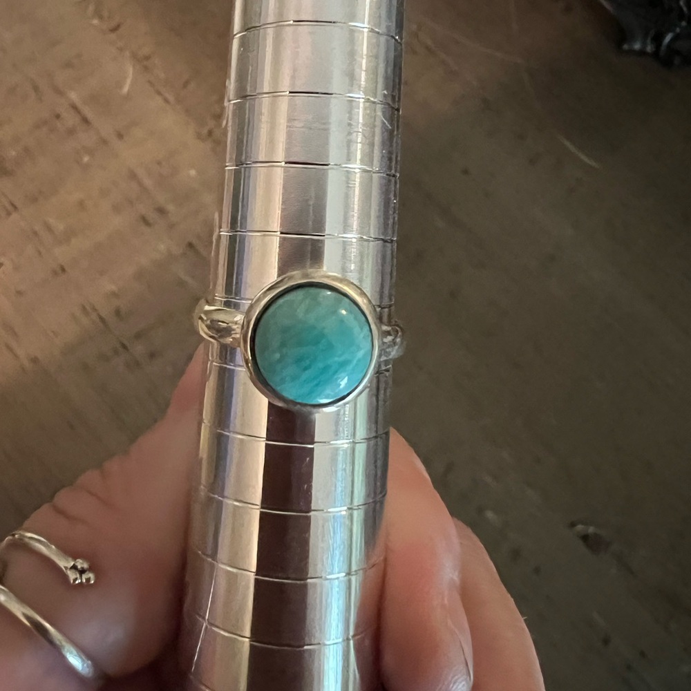 Silver 925 Ring with Genuine Amazonite Stone